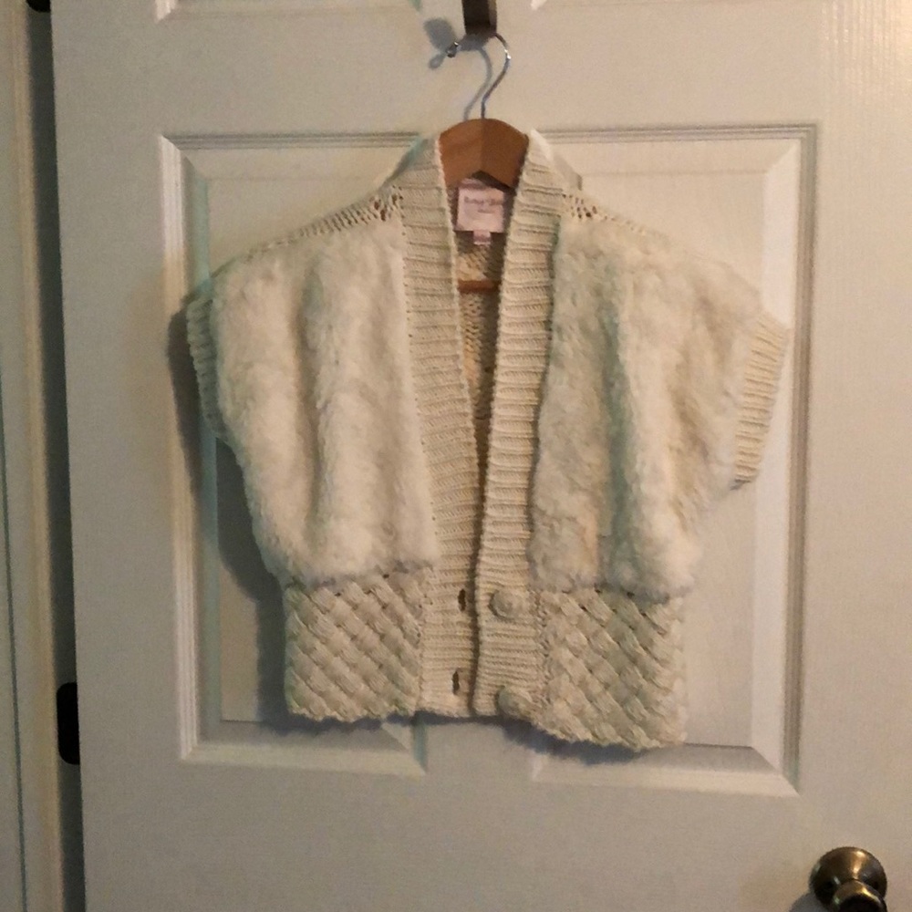 Wool Knit Crop Sweater with Fur